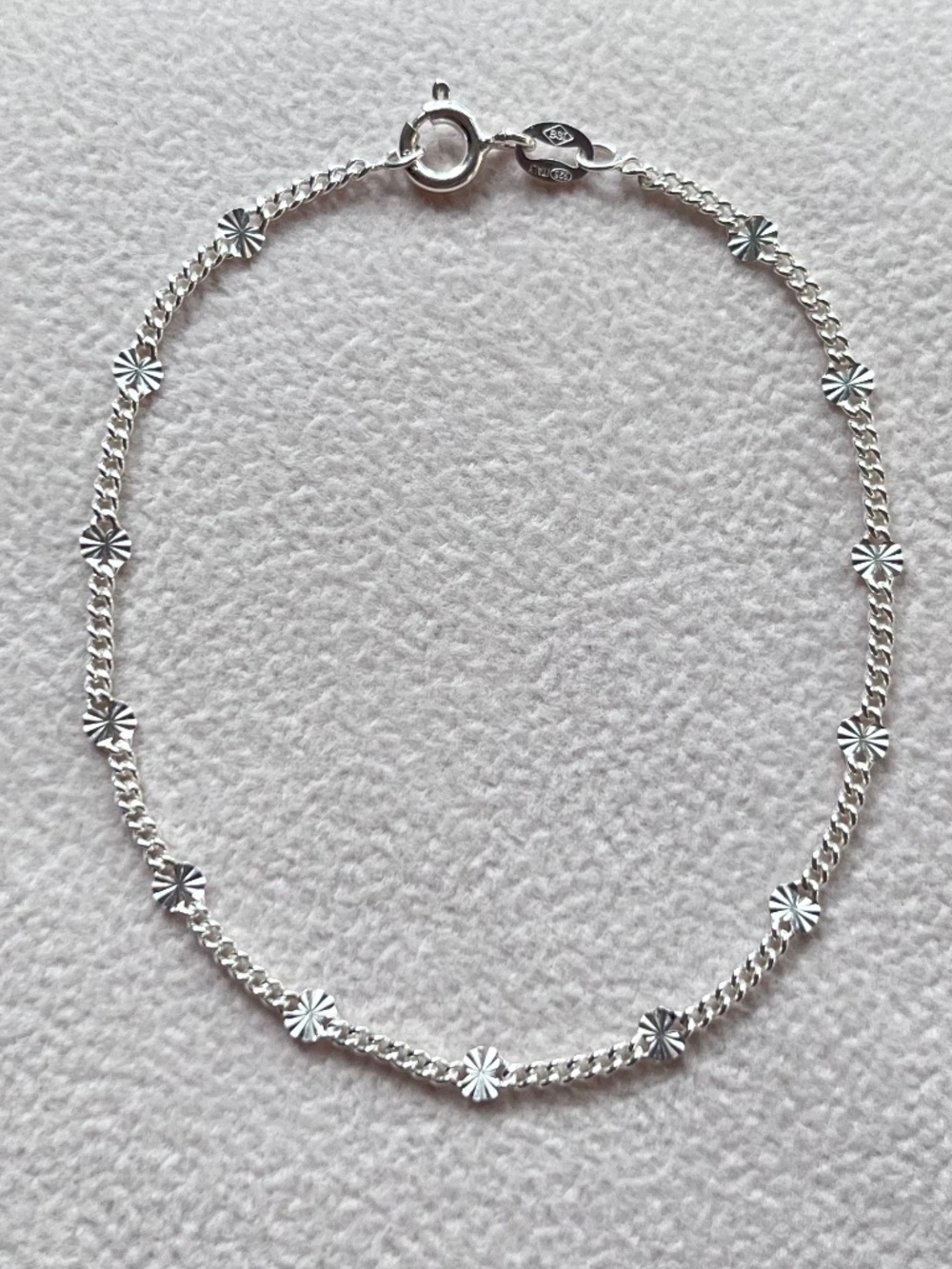 B041 | .925 Sterling Silver Starburst Stations Chain Bracelet